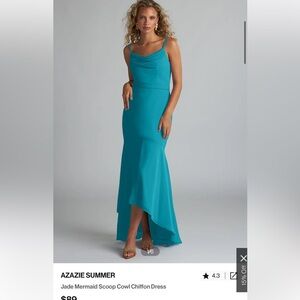 Azazie Summer stunning bridesmaid dress in Jade! Worn once, in great condition!